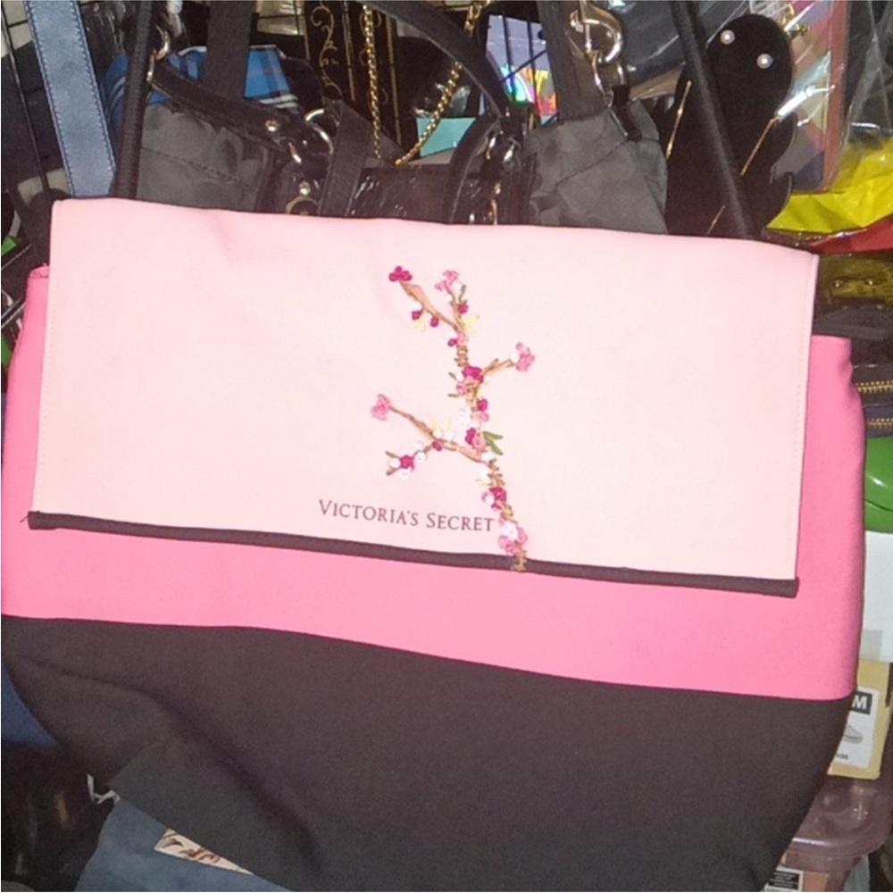 Victoria's Secret Floral Pink and Black Insulated Tote